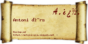 Antoni Örs névjegykártya